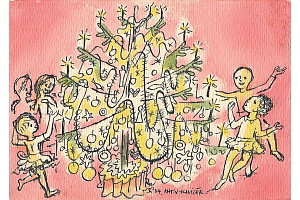 Radost (Vánoční stromeček a kolem jásající děti)